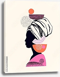 Постер Профиль африканки в розовых тонах