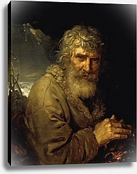 Постер Боровиковский Владимир Аллегория зимы в виде старика, греющего руки у огня