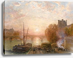 Постер Зубер Анри Paris, The Seine And The Louvre At Sunset