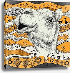 Постер Голова верблюда на этническом узоре