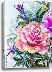 Постер Розовые и желтые розы, деталь