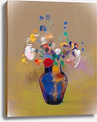 Постер Редон Одилон Цветы На Сером Фоне