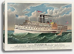 Постер Куррье&Ивес The grand new steamboat Pilgrim