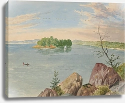 Постер Уайтфилд Эдвин Fishermen on lake with sailboat