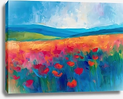 Постер Bright red poppy blanket