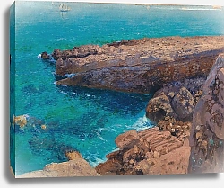 Постер Уилт Ганс A rocky coast, in the background a sailing boat