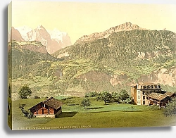 Постер Швейцария. Гора Веттерхорн и отель