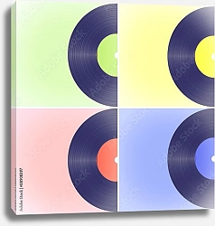 Постер Виниловые пластинки на разноцветном фоне
