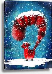 Постер Красный Полосатый Кот в снегу