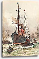 Постер Диксон Чарльз Эдвард The Aurania Under Escort As She Leaves The Harbour At Liverpool