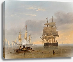 Постер Кармайкл Джон A British Man of War off the Needles, Isle of Wight