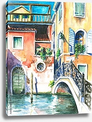 Постер Венецианский дворик, акварель