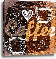Постер Кофейный постер с гранж текстурой