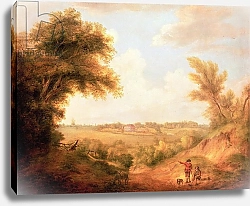 Постер Гейнсборо Томас Landscape with house, 18th century