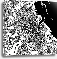 Постер Палермо: Черно-белая карта сердцевины Сицилии