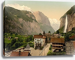 Постер Швейцария. Городок Лаутербруннен