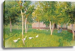 Постер Де Смет Густав Гуси В Саду С Двумя Детьми