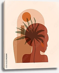 Постер Профиль африканки в терракотовых тонах 3