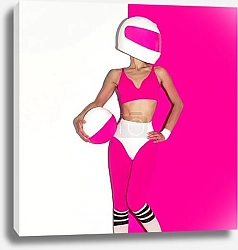 Постер Model fitness style and moto helmet