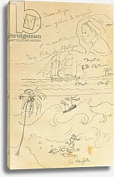 Постер Гоген Поль (Paul Gauguin) Drawing from an album of drawings produced for the young Jacques Bousquet, Pont-Aven or Le Pouldu, 1889-90