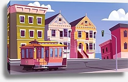 Постер Кабельный трамвай на улицах Сан-Франциско