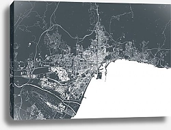 Постер Малага: Карта городских лабиринтов на берегу Средиземного моря