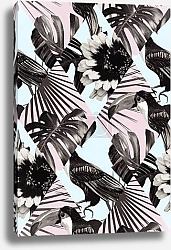 Постер Тропические птицы и растения 