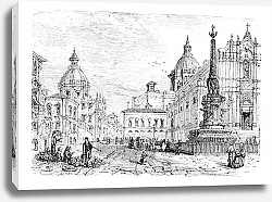 Постер The Elephant fountain,Catania vintage engraving