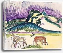 Постер Кирхнер Людвиг Эрнст Cows in the Pasture by the Dunes, 1913