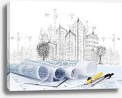 Постер Архитектурные планы на рабочем столе