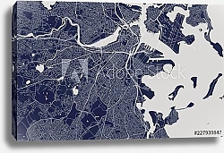 Постер План города Бостон, США, в синем цвете