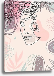 Постер Abstract woman portrait in modern linear minimalistic style