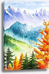 Постер Осенний горный пейзаж