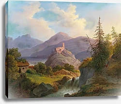 Постер Тома Маттиас Landscape with Mountain Torrent and Castle in the Distance
