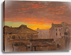 Постер Черч Фредерик Рим, крыши домов на закате