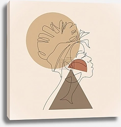 Постер Портрет африканки одной линией на светлом фоне