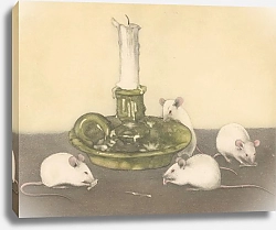 Постер Эвербэг Франц Vier muizen bij een kandelaar