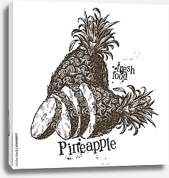 Постер Иллюстрация с разрезанным ананасом