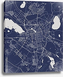 Постер План города Екатеринбург, Россия, в синем цвете