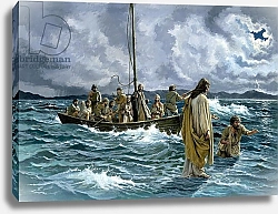 Постер Школа: Английская 20в. Christ walking on the Sea of Galilee