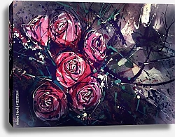 Постер Акварельные розы в стиле абстракционизма
