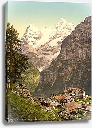 Постер Швейцария. Деревня Мюррен, отель в Альпах