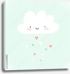 Постер Иллюстрация с улыбающимся облаком