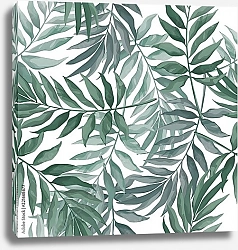 Постер Зеленые листья в акварельном стиле