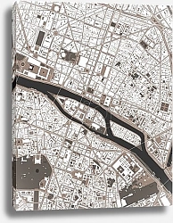 Постер Парижская симфония: карта города у берегов Сены