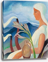 Постер Палугяй Золо Girl in White with Factory Chimneys and Flowers