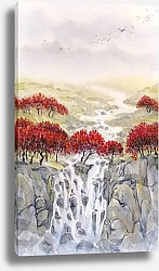 Постер Осенний пейзаж с водопадом