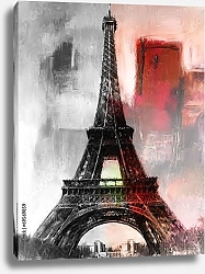 Постер Эйфелева башня в красно-черных тонах