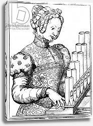 Постер Школа: Французская Young Woman Playing a Portative Organ