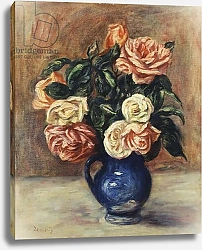 Постер Ренуар Пьер (Pierre-Auguste Renoir) Roses in a Blue Vase, c.1900